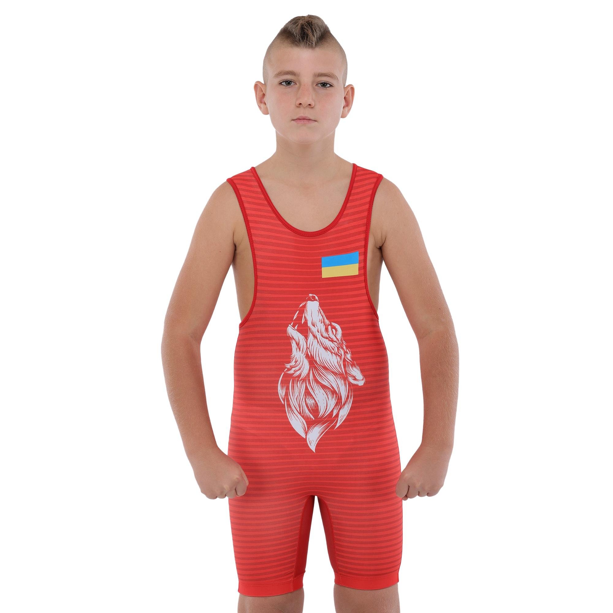 Трико SP-Sport JY-6606 UKRAINE для борьбы бифлекс детское 30/32 рост 128-132 см 6-7 лет Красный (8585053829683)