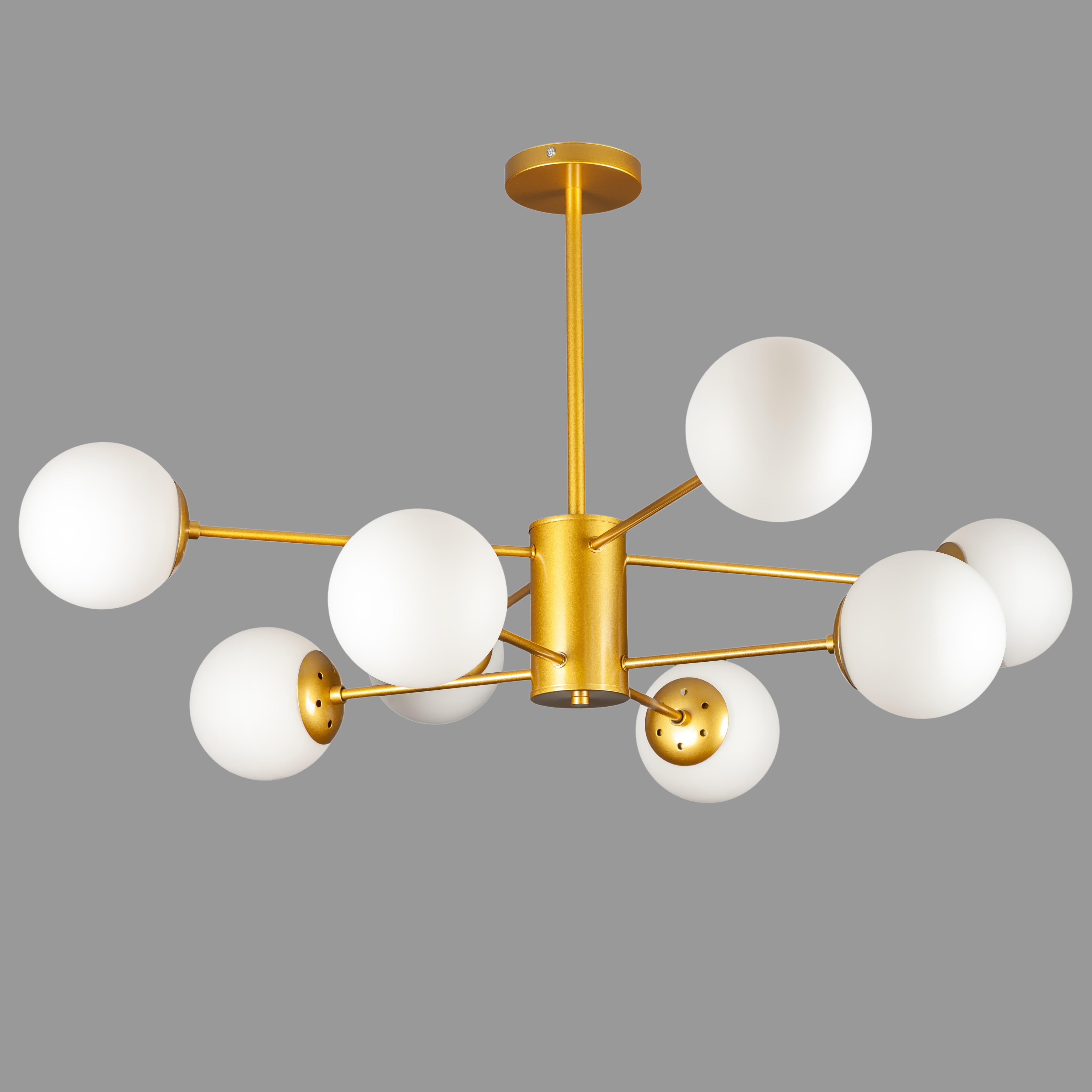 Люстра современная 8 ламп 92х42 см Золотой (52-6033-8 GD+WH)