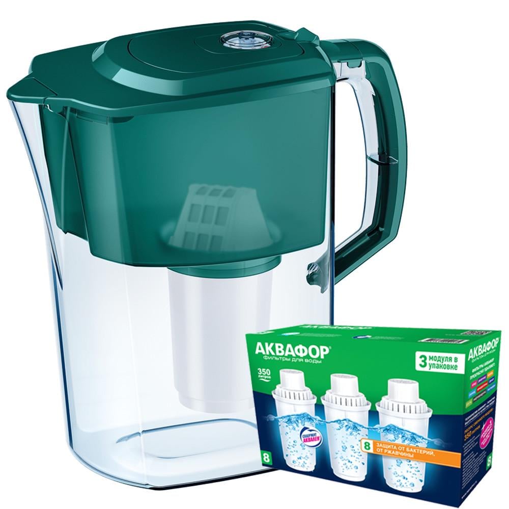 Фильтр-кувшин Аквафор Атлант три модуля B8 Темно-зеленый (1859313371)