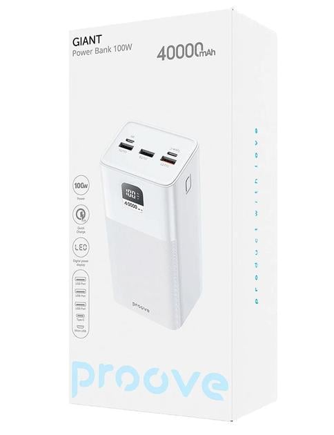 Повербанк Proove Giant 67724 с быстрой зарядкой 100W 40000 mAh Белый (20800826) - фото 7