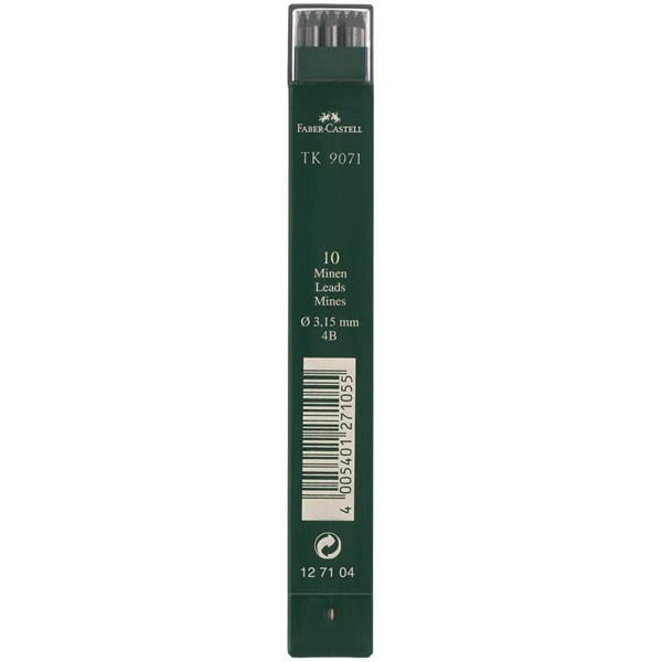 Грифели для цангового карандаша Faber-Castell 4B в 3,15x130 мм пенале (127104)