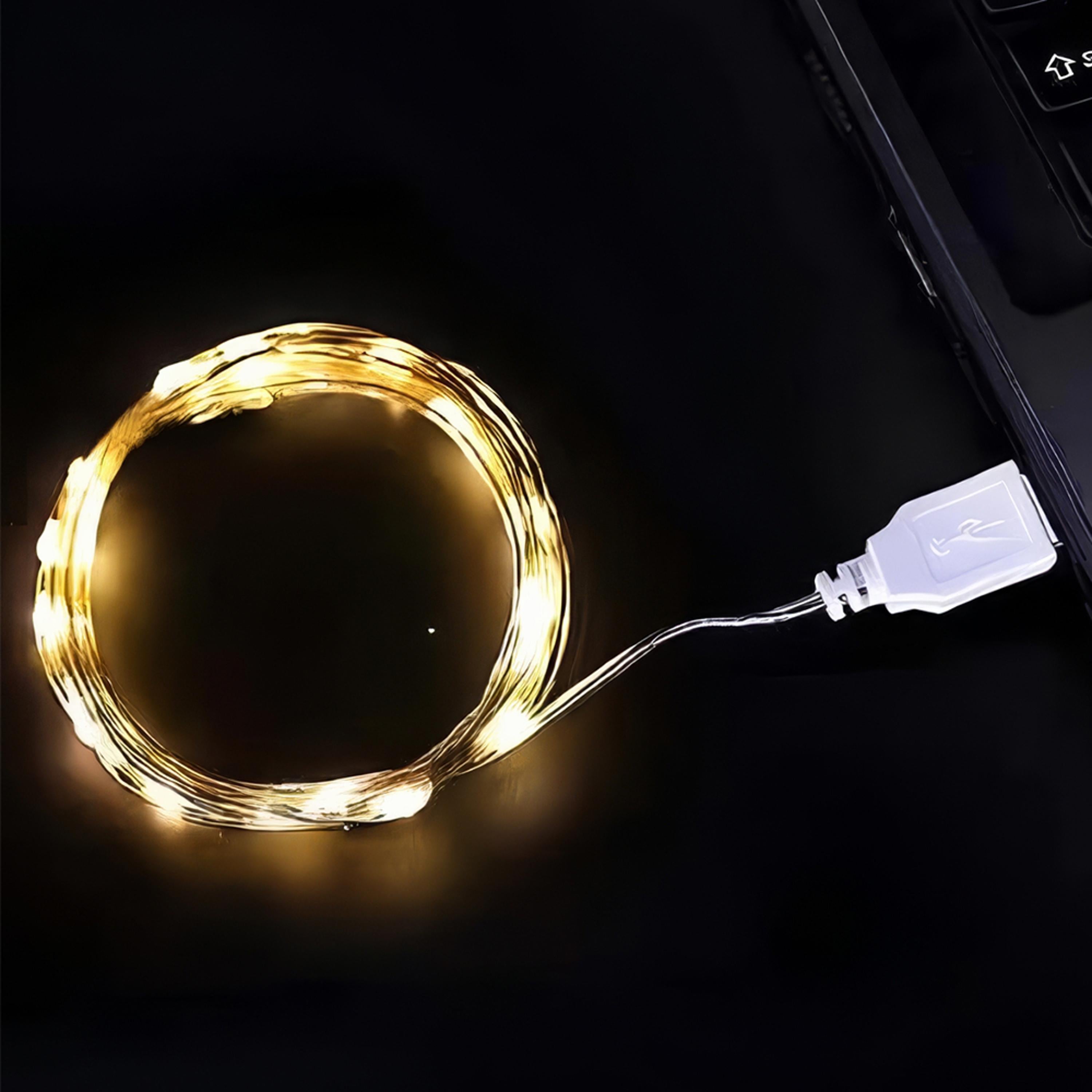 Светодиодная гирлянда 5 м USB Теплый белый (WLS-QX-DCH2186W5)