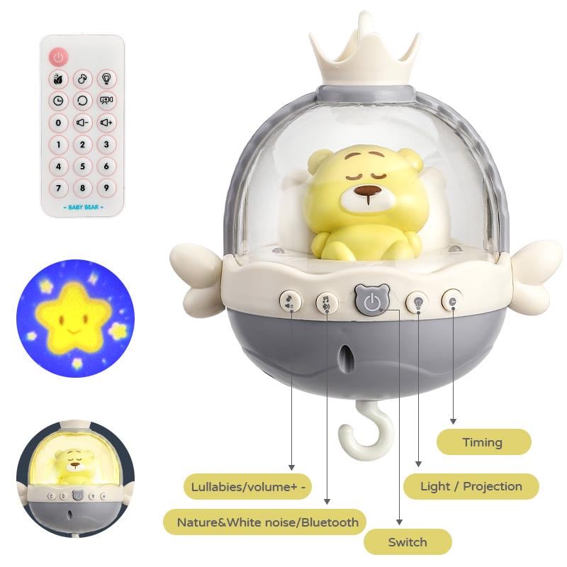 Мобіль музичний на ліжечко Baby Bell Bear 3 в 1 з білим шумом і Bluetooth підключенням до телефону Сірий - фото 5