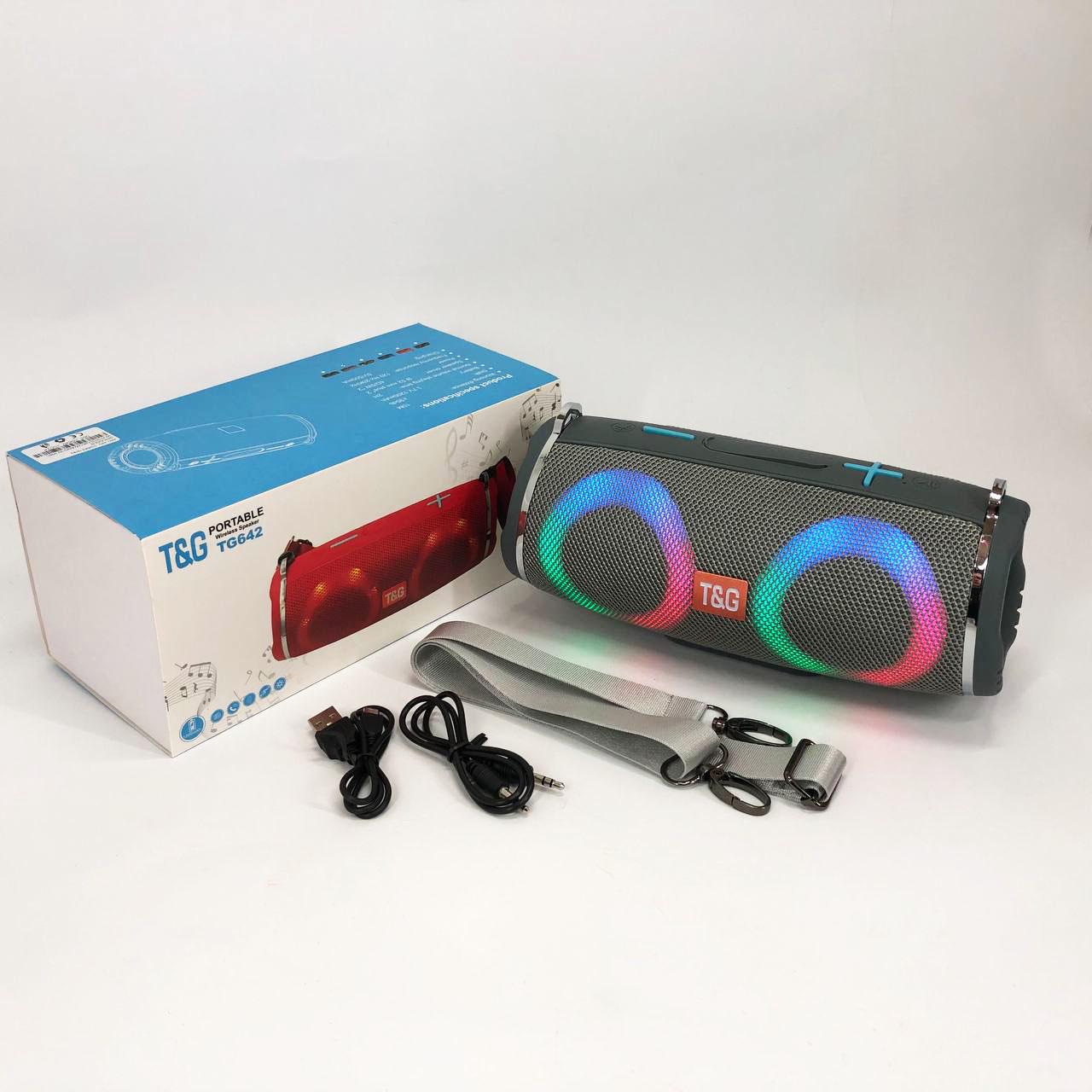 Портативна колонка з RGB підсвічуванням та ремінцем Сірий (TG642) - фото 12