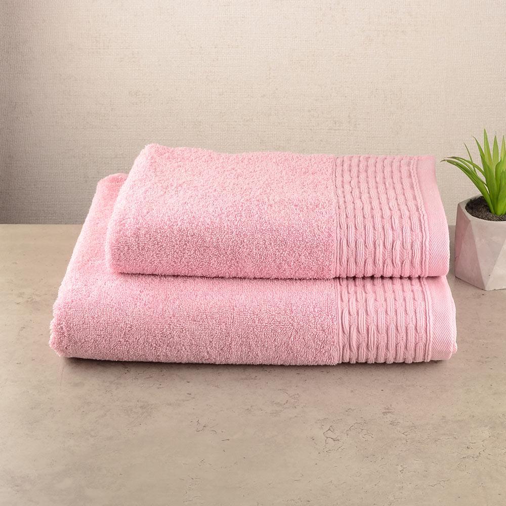 Набор махровых полотенец GM Textile Polosa 50х90/70х140 см Пудровый