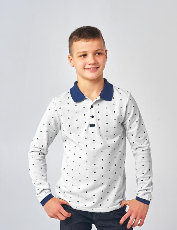 Поло для мальчика Smil Лакоста Рисунок 134 см Белый (114100)