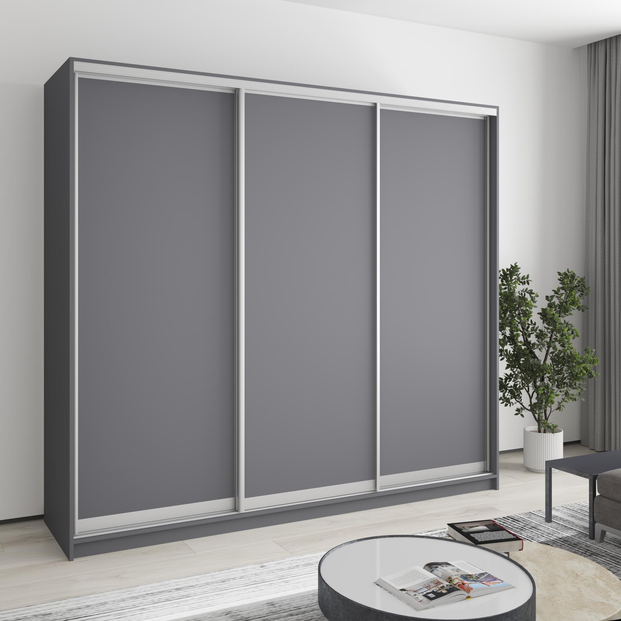 Шкаф-купе трехдверный MebelStar Комбо AL 3ДСП 230x45x210 см Антрацит (MBS-3155)
