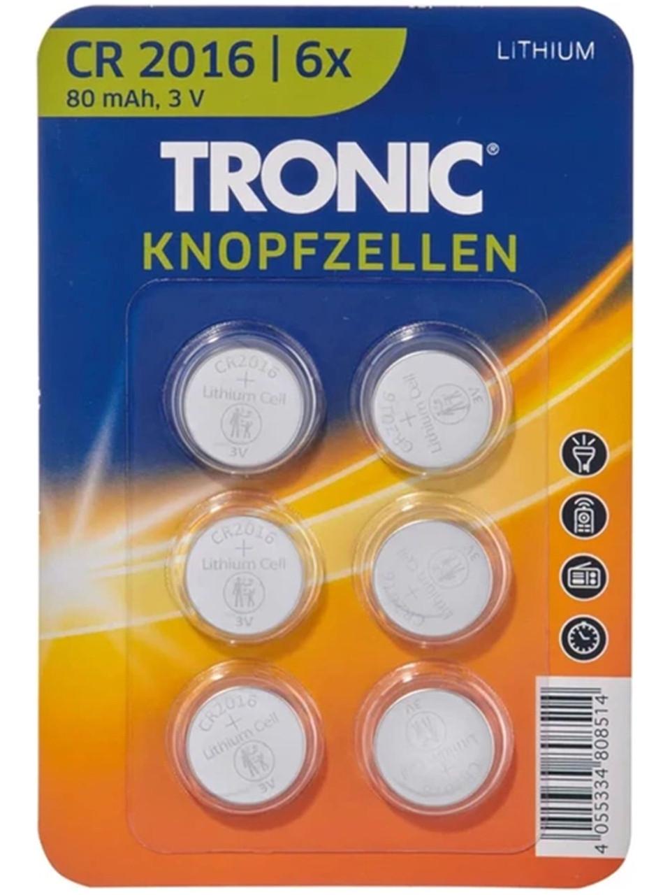Батарейки литиевые Tronic CR2016 3V 80 mAh 6 шт. (2860481127) Батарейки литиевые Tronic CR2016 3V 80 mAh 6 шт. (2860481127)