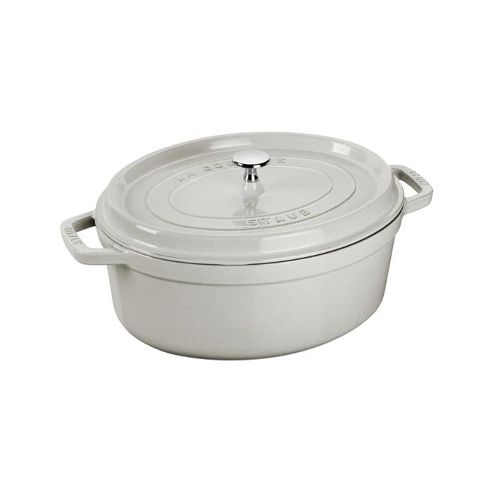 Кастрюля жаропрочная Staub White Truffleовальная с крышкой 27 см 3,2 л Белый