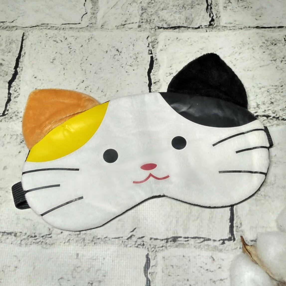 Маска для сну велюрова Котик 20х9 см Білий (20245-3) - фото 1