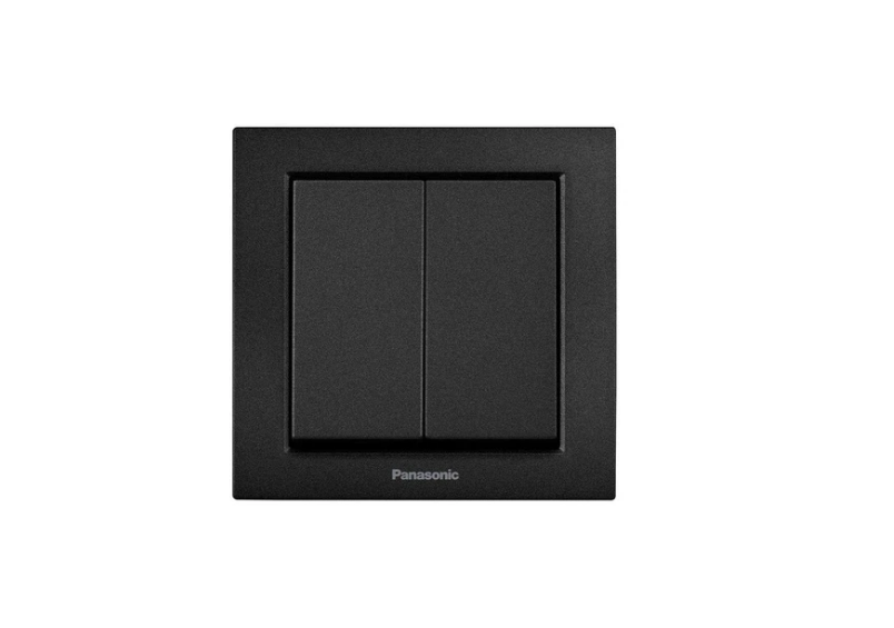 Выключатель двухклавишный Panasonic Karre Plus 55 Черный (35795558)