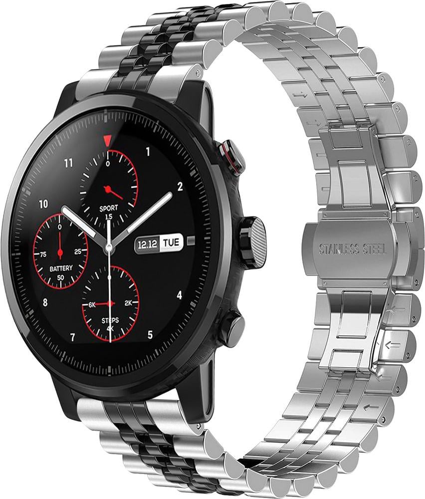 Браслет металевий Stech Line для Amazfit Stratos Silver Black (29148-69)