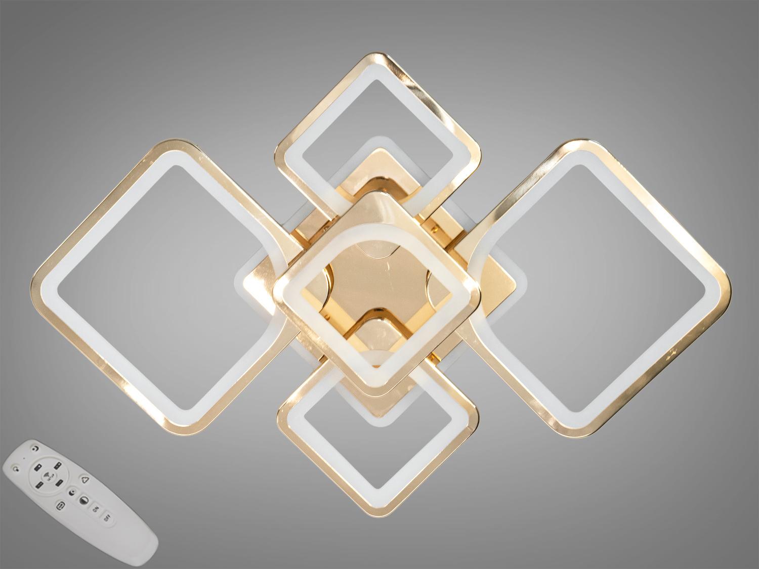 Люстра LED стельова з диммером Diasha 8060/2+3G 3col dim 95W Золотистий Люстра LED стельова з диммером Diasha 8060/2+3G 3col dim 95W Золотистий