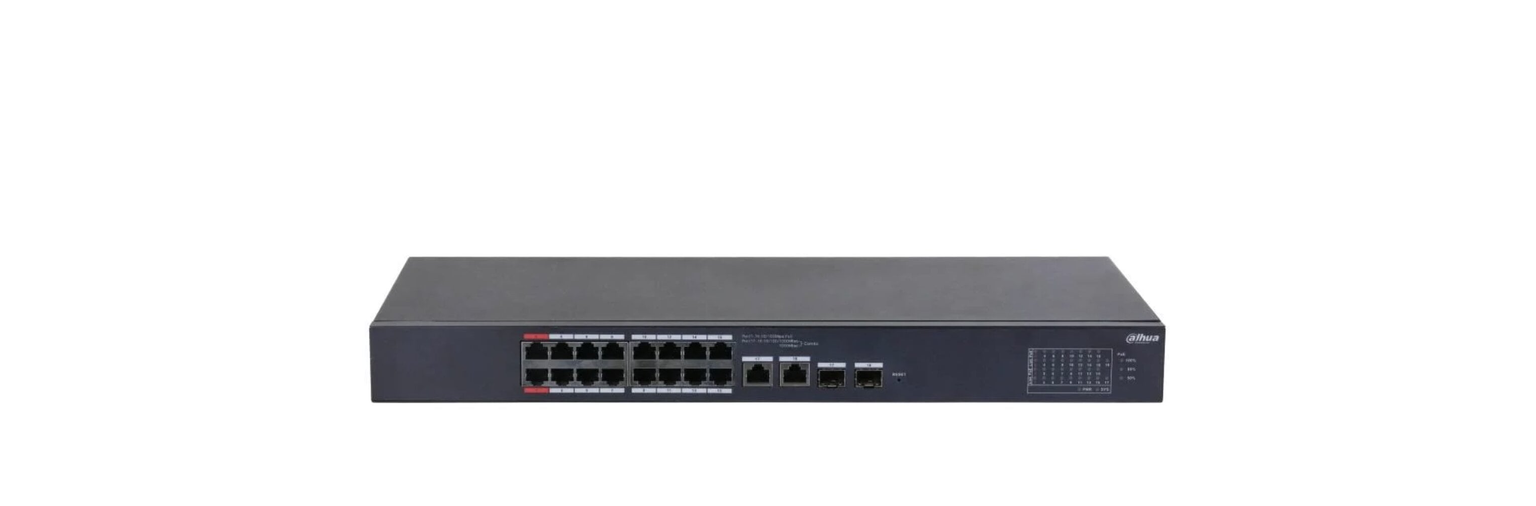 Комутатор керований PoE DH-CS4218-16ET-135 16 портів 135 Вт 440x220x44 мм (33586)
