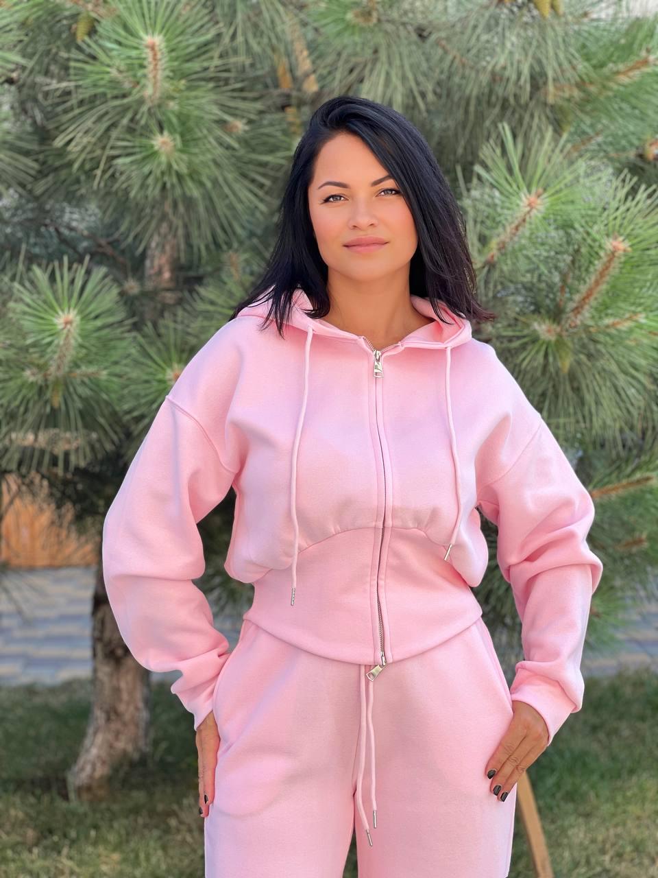 Костюм женский JOY ONE 80073 худи с капюшоном и брюки XL Розовый (2462) - фото 3 Костюм женский JOY ONE 80073 худи с капюшоном и брюки XL Розовый (2462) - фото 3