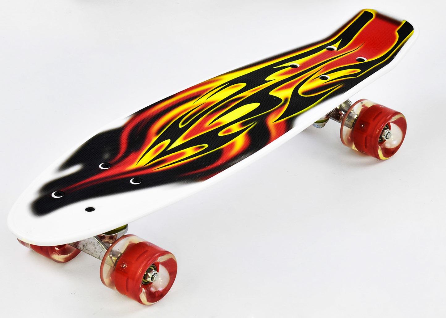 Скейт Пенни борд Best Board Flames со светящимися PU колёсами (74548)