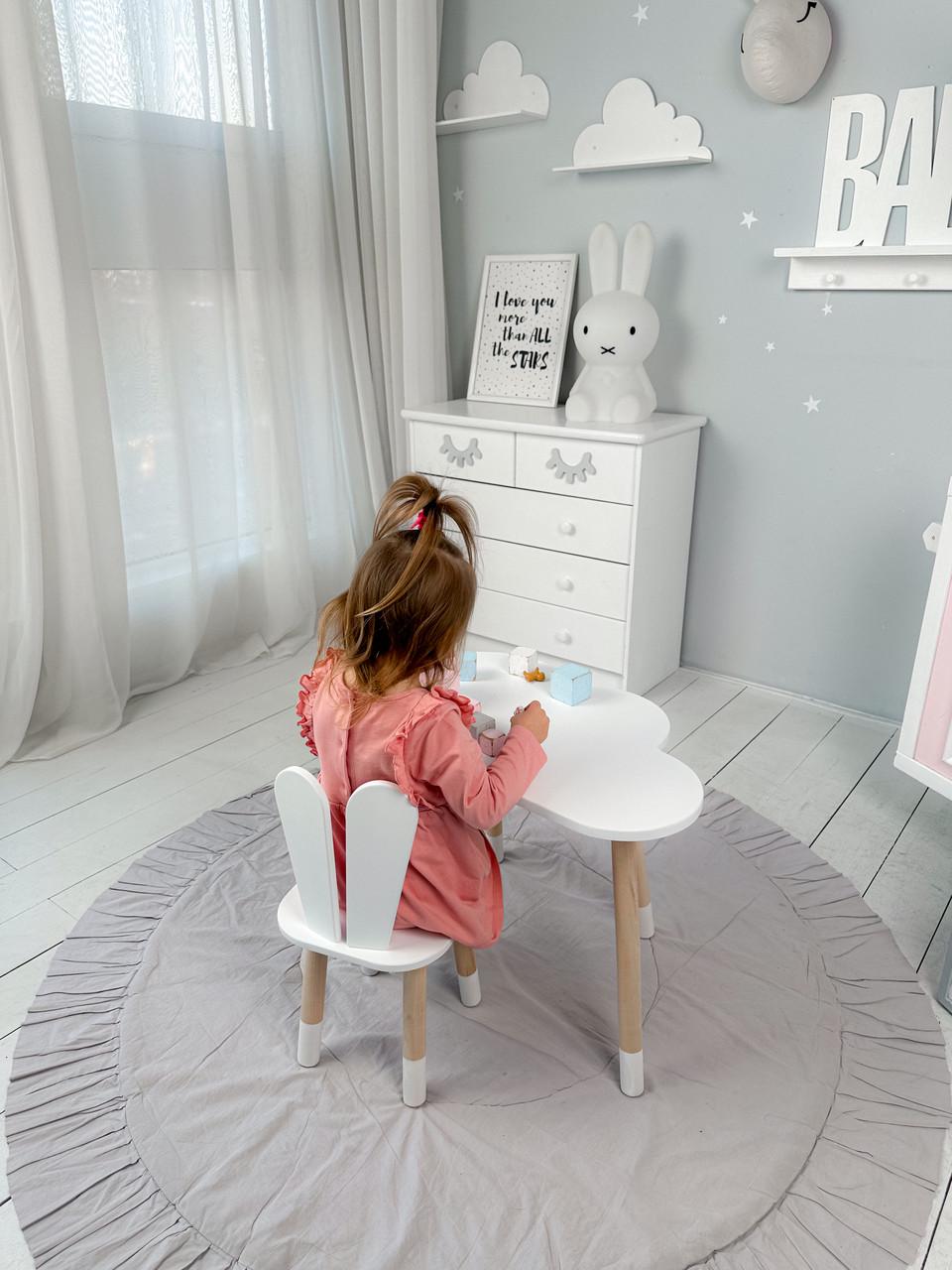 Комплект дитячих меблів Зайчик столик та стілець дерев'яний Білий (П4К-bg-217612) - фото 3 Комплект дитячих меблів Зайчик столик та стілець дерев'яний Білий (П4К-bg-217612) - фото 3