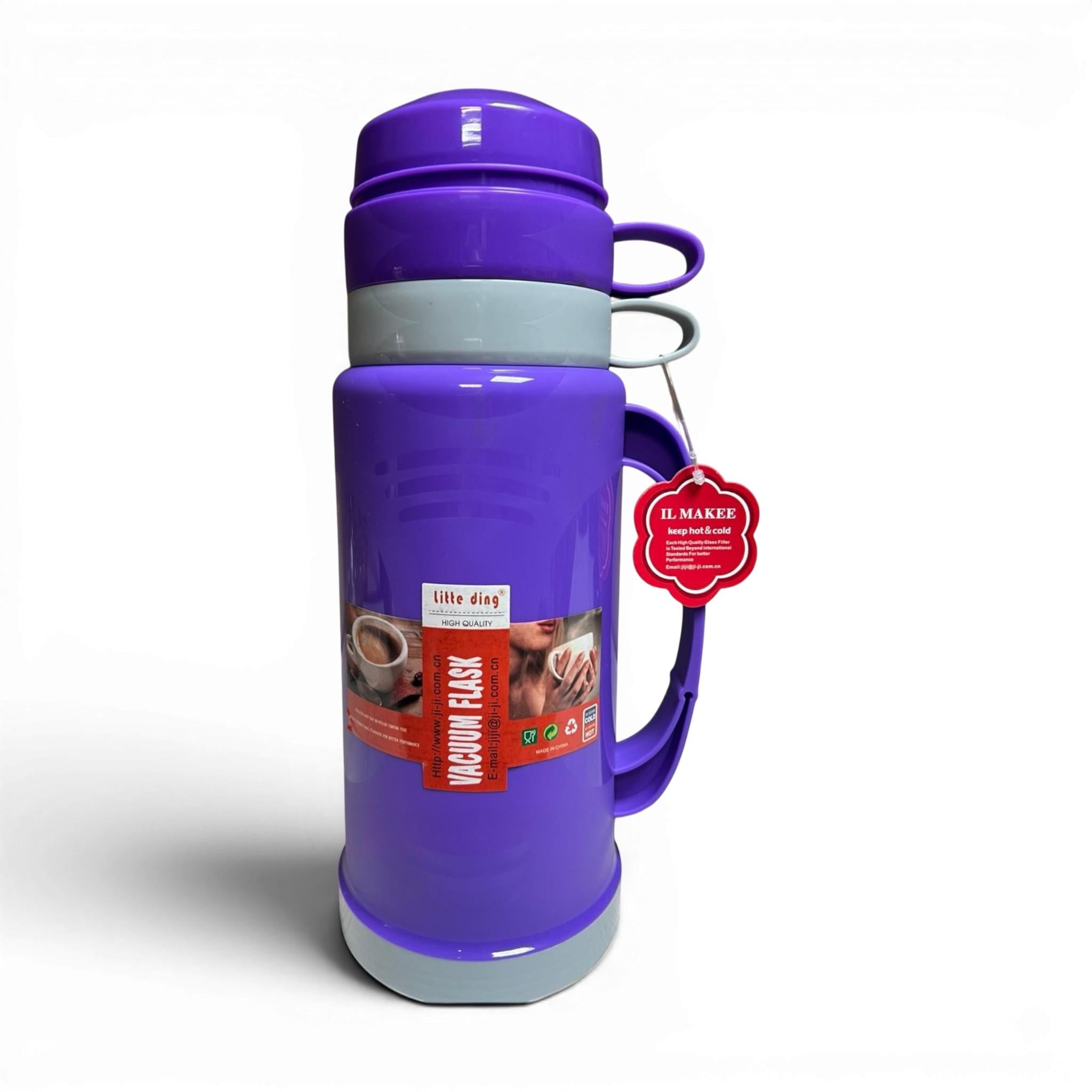 Термос UKC T145 з скляною колбою та двома чашками 1000 мл Purple (11384Purple)
