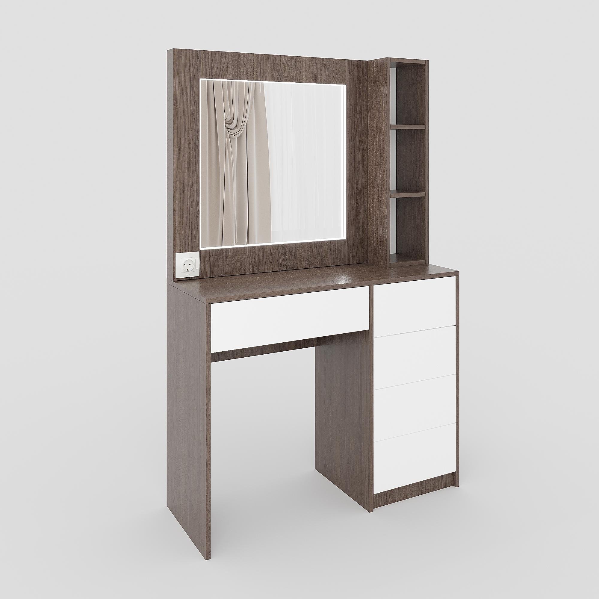 Туалетный столик с LED подсветкой ТЗ-LED 1600х1000х380 мм Венге Магия/Белый - фото 2 Туалетный столик с LED подсветкой ТЗ-LED 1600х1000х380 мм Венге Магия/Белый - фото 2