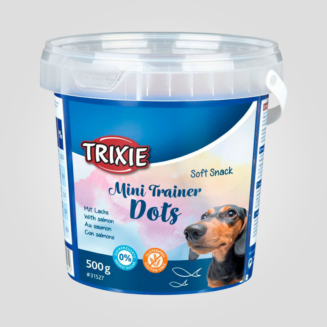 Лакомство для собак Trixie Soft Snack Mini Trainer Dots с лососем ведро пластик 500 г (20505393)