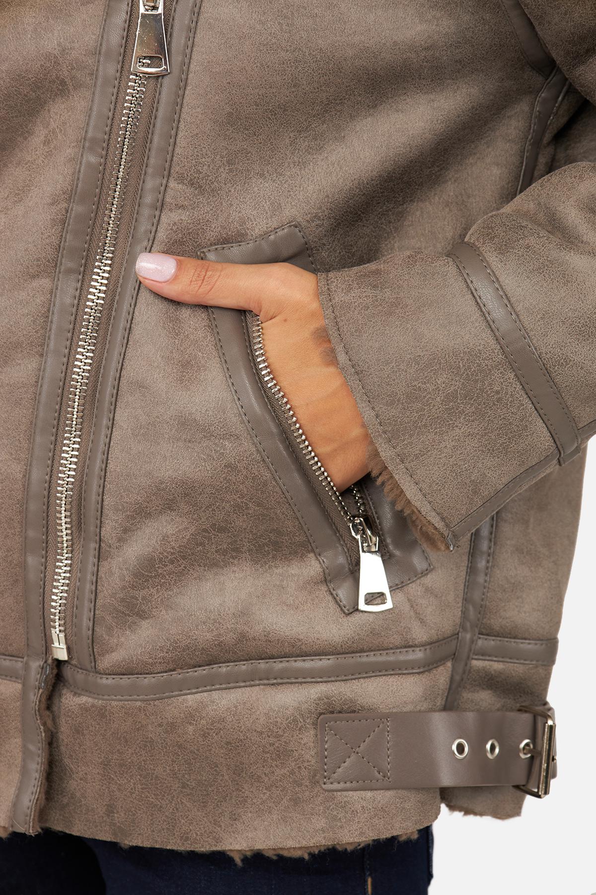 Куртка женская зимняя р. 44Коричневый (SKT001009751) - фото 4