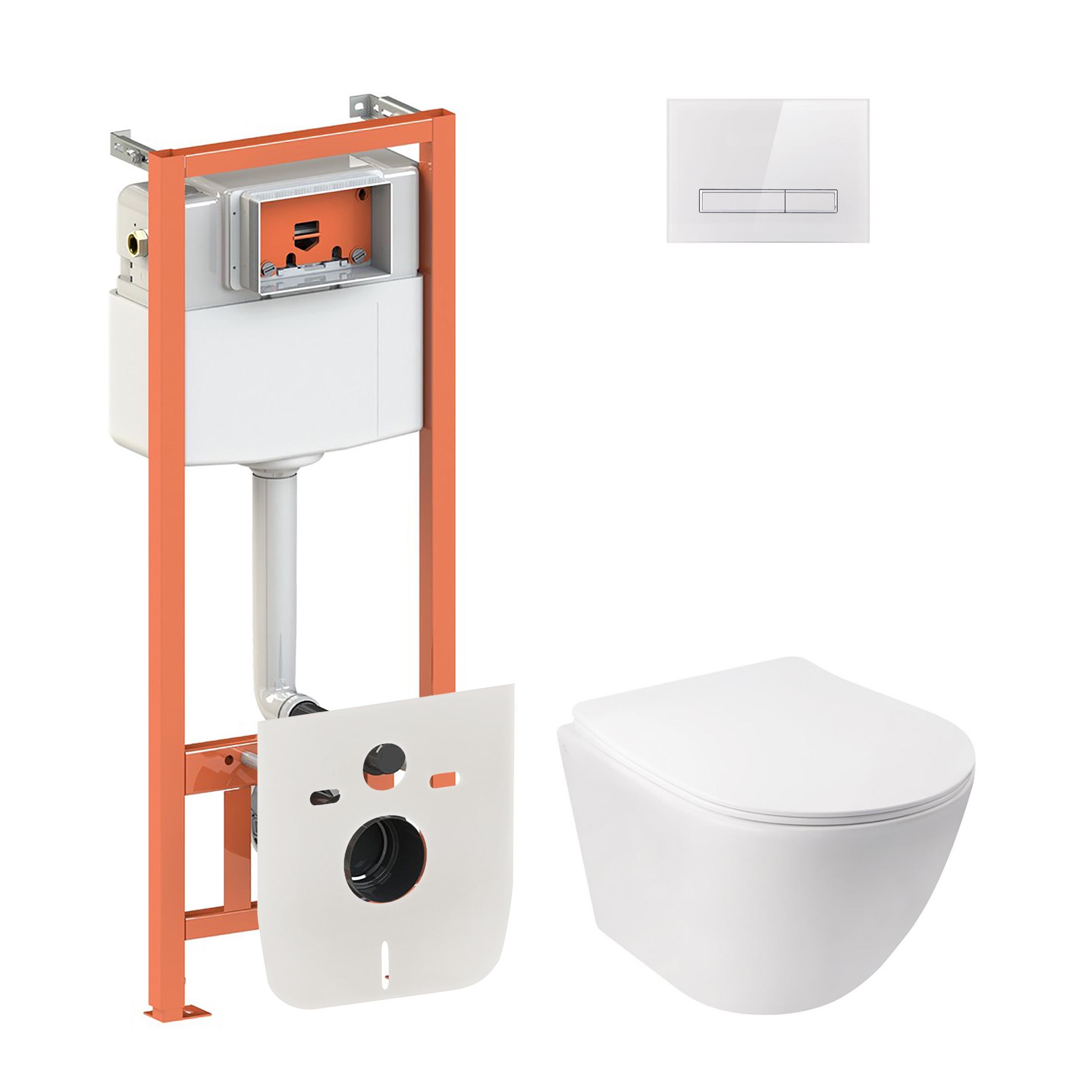 Комплект инсталляции Q-tap Nest QT044JA42603 с унитазом кнопка Белый (124760)