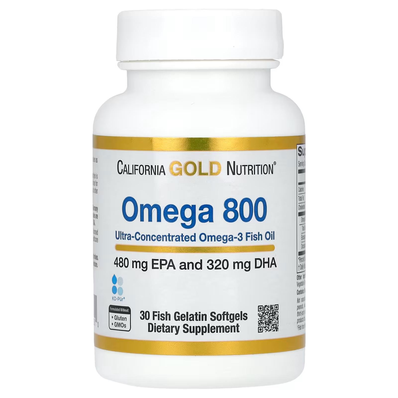 Омега-3 California Gold Nutrition Omega 800 Ultra-Concentrated Omega-3 Fish Oil 30 порцій