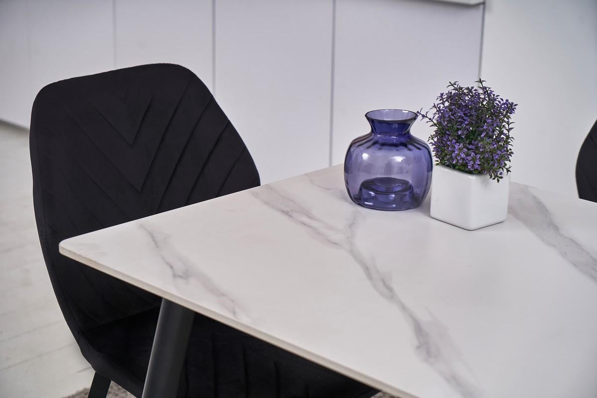 Стол обеденный керамический Ветро 1300х700х750 мм Мраморно бело/черный (TМ-100) - фото 6 Стол обеденный керамический Ветро 1300х700х750 мм Мраморно бело/черный (TМ-100) - фото 6