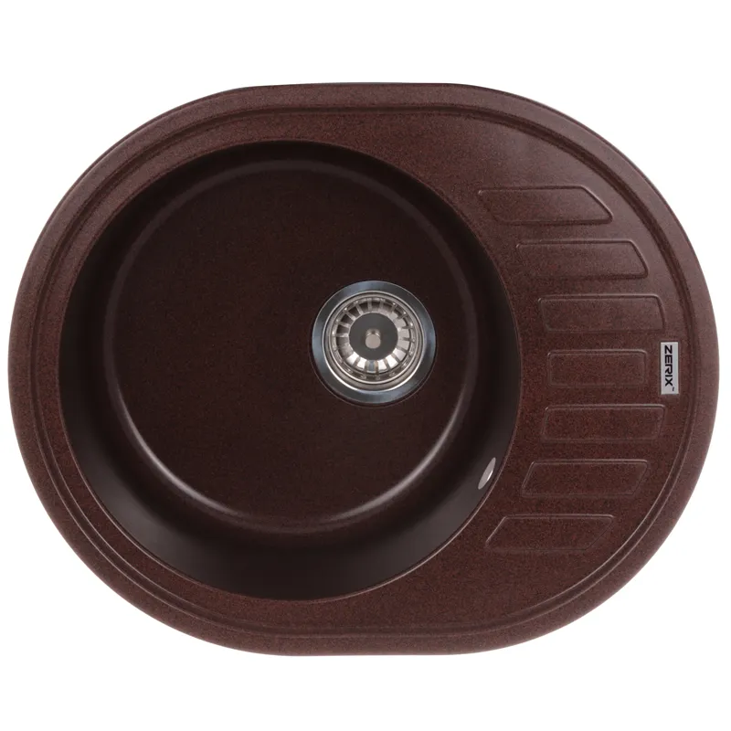 Мойка кухонная Zerix ZS-6250R-12 овальная 620x500 мм Коричневый (ZX4552)