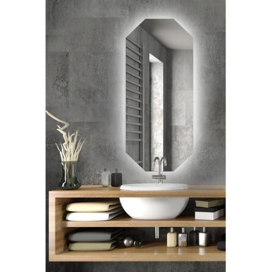 Дизайнерское зеркало восьмиугольное с фоновой подсветкой Titan 120x50 см