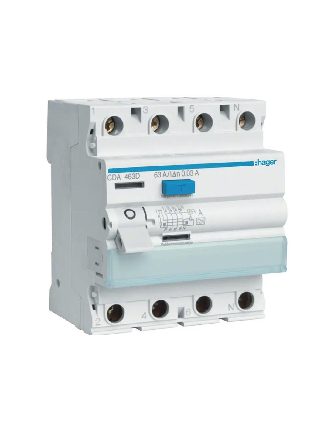Диференційний автоматичний вимикач Hager CDA463D (CDA463D)