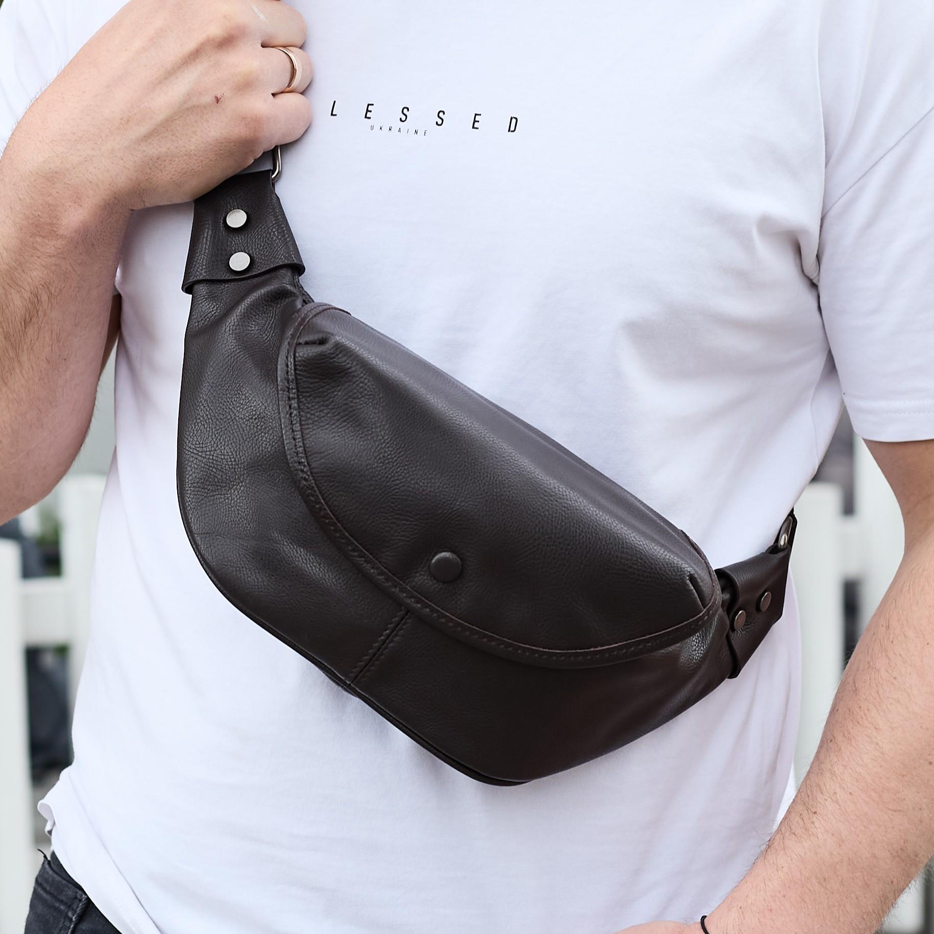 Сумка-слинг мужская Tiding Bag через плечо 29х14х8 см Темно-коричневый (88948)