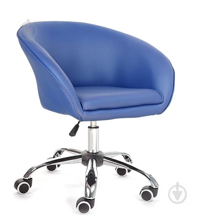 Кресло Мурат К SDM мягкое, хромированное  на колесах, регулируемое по высоте, экокожа Синий (hub_mYtO90914)