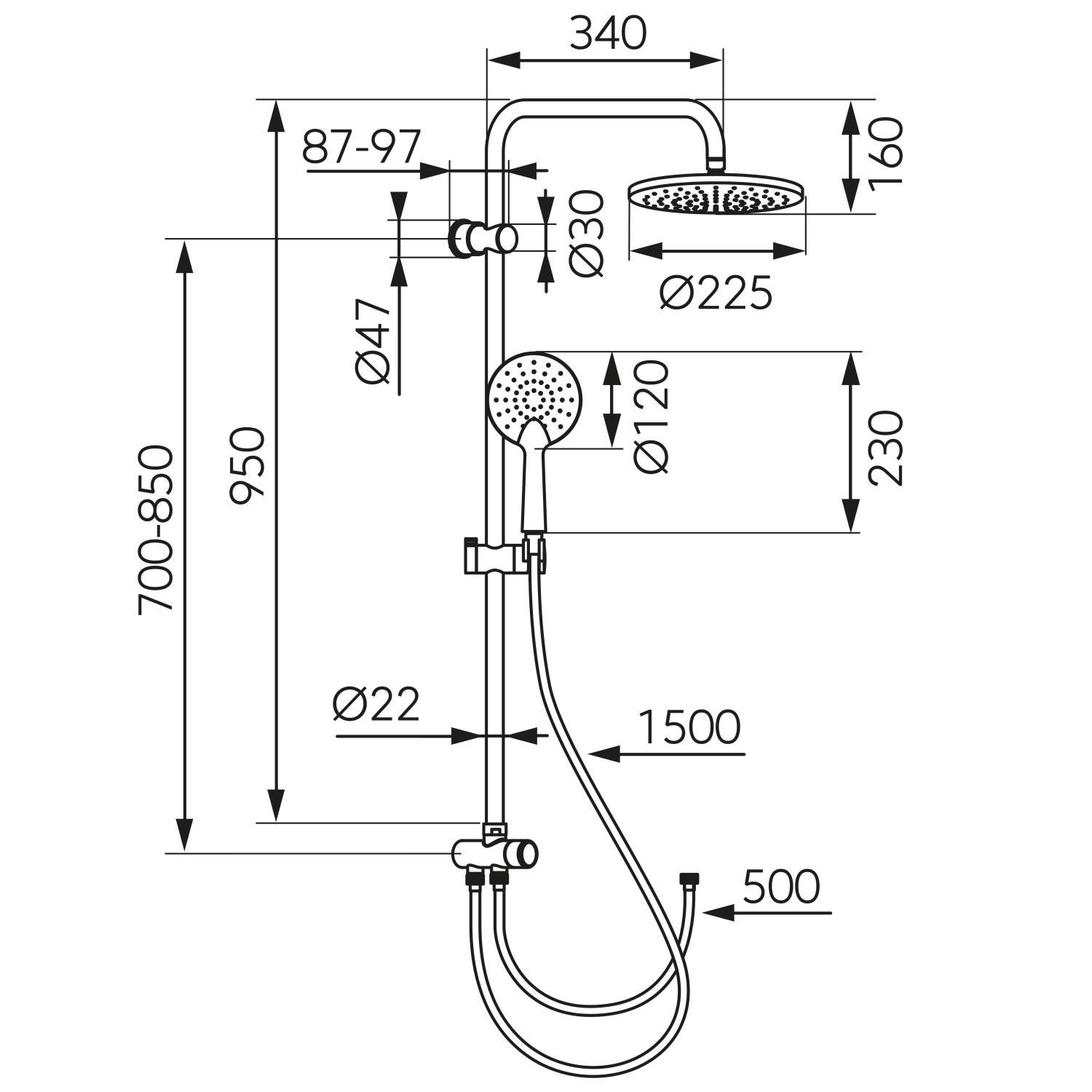 Душевая система без смесителя Ferro Coppa NP92 Хром (176543) - фото 2 Душевая система без смесителя Ferro Coppa NP92 Хром (176543) - фото 2