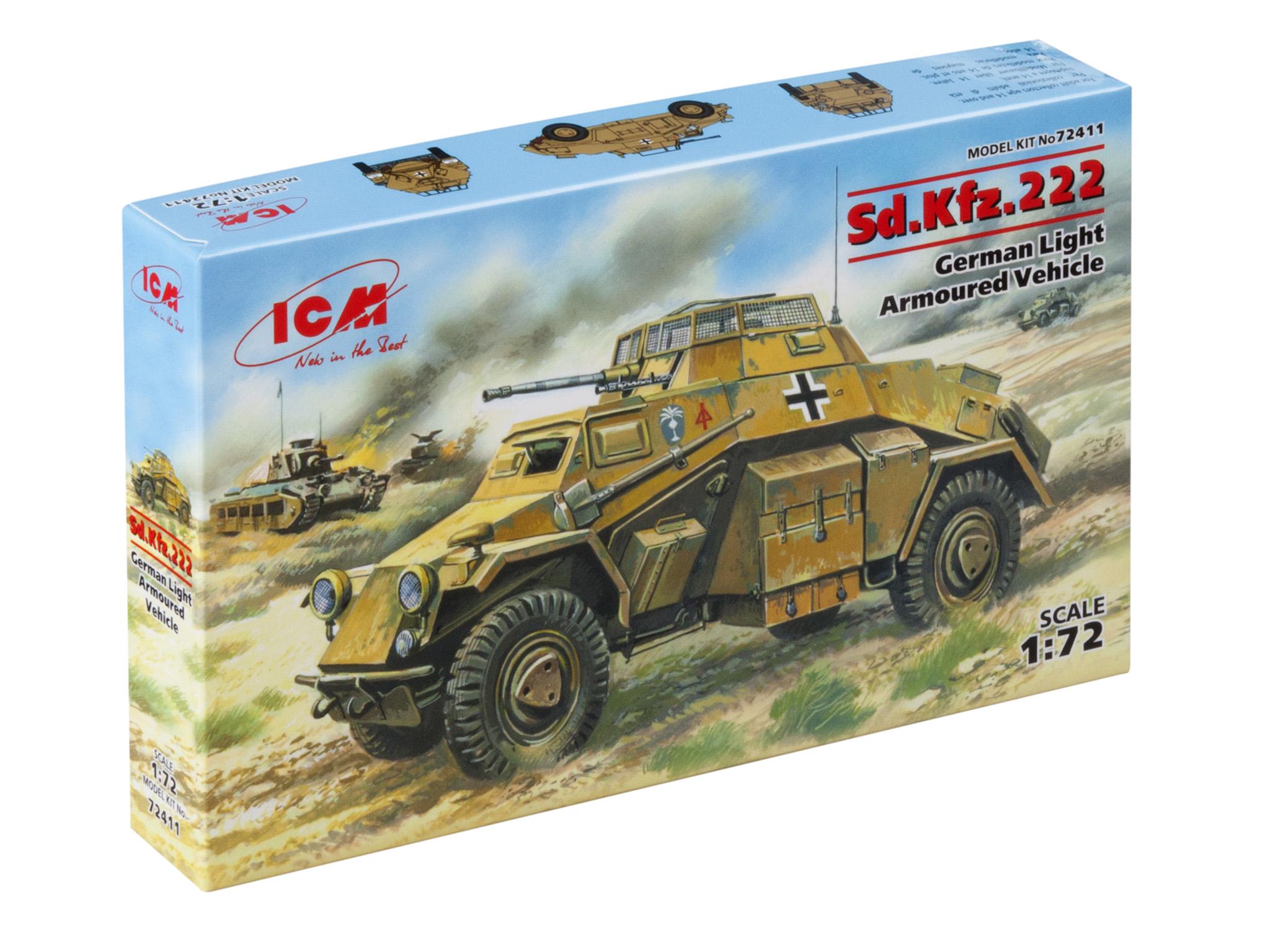 Сборная модель ICM Sd.Kfz.222 немецкий легкий бронеавтомобиль (72411)