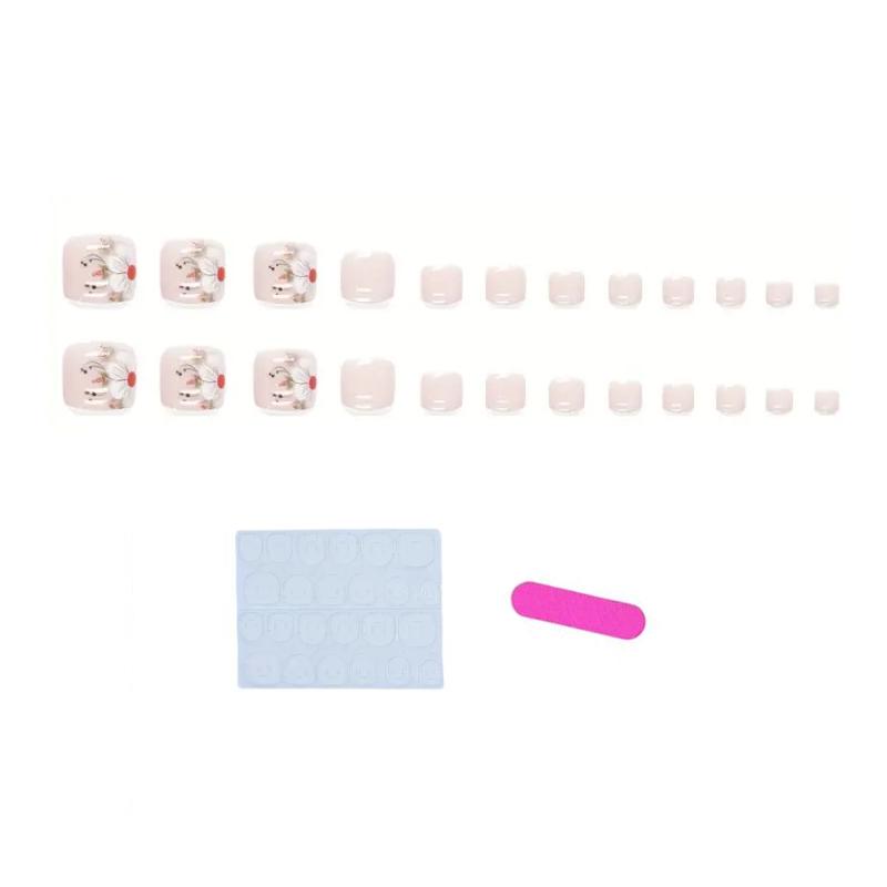 Накладні нігті Квіти для педикюру з клейовими пластинами 24 шт. Білий із кольоровим (2689612524) - фото 9 Накладні нігті Квіти для педикюру з клейовими пластинами 24 шт. Білий із кольоровим (2689612524) - фото 9