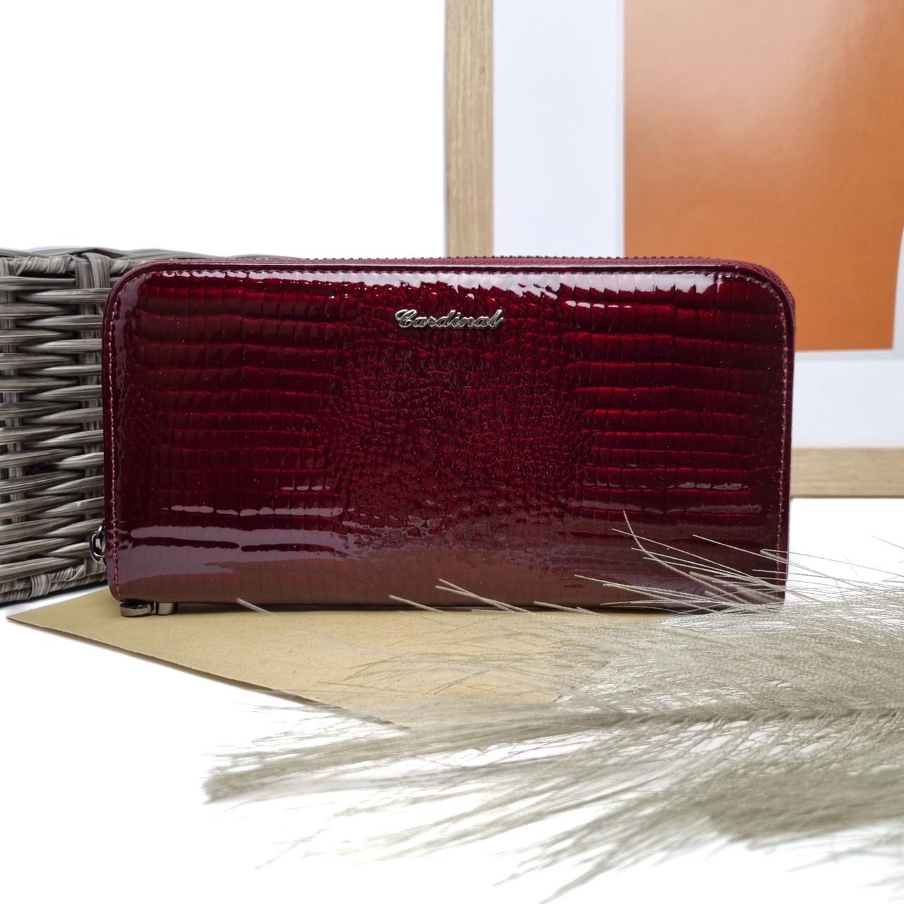 Гаманець жіночий Cardinal шкіряний лаковий Бордовий (5243-E)