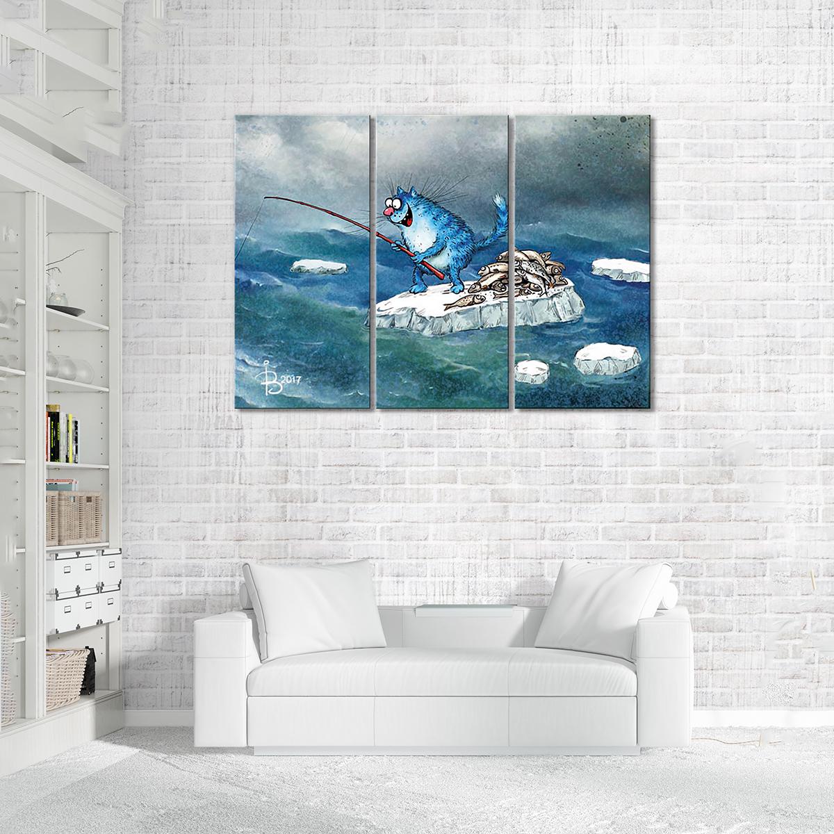 Модульная картина На льдине 3 модуля 90x135 см