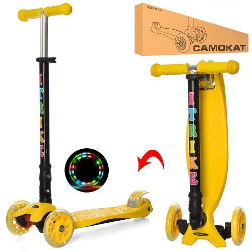 Самокат детский трехколесный складной iTrike JR 3-003-1-Y Желтый - фото 2