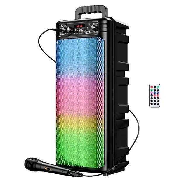 Колонка портативная беспроводная Bluetooth HOCO BS52 TWS BT5.0 10Wx2 3h с микрофоном FM-радио подсветкой и пультом