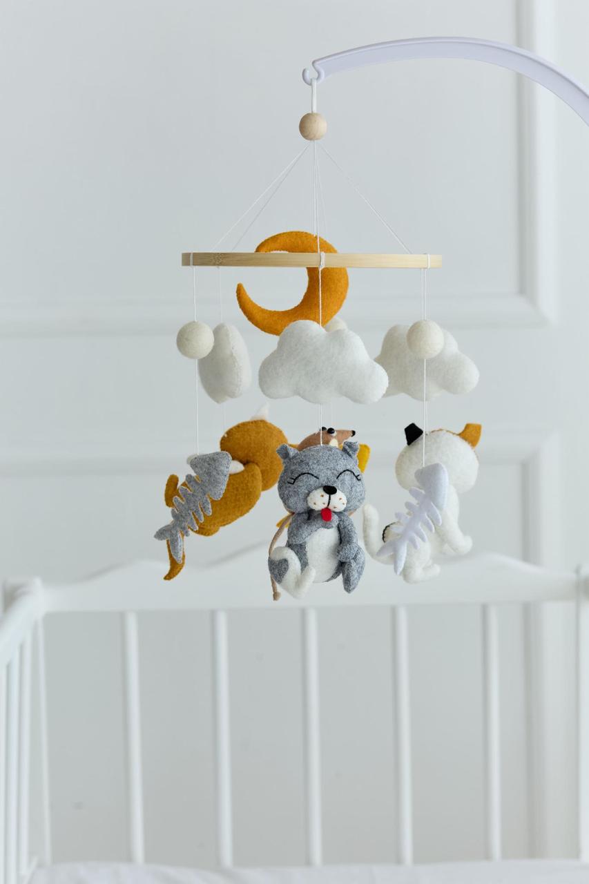Мобиль детский WoollyFox Сонные котята и мышка (27861216)