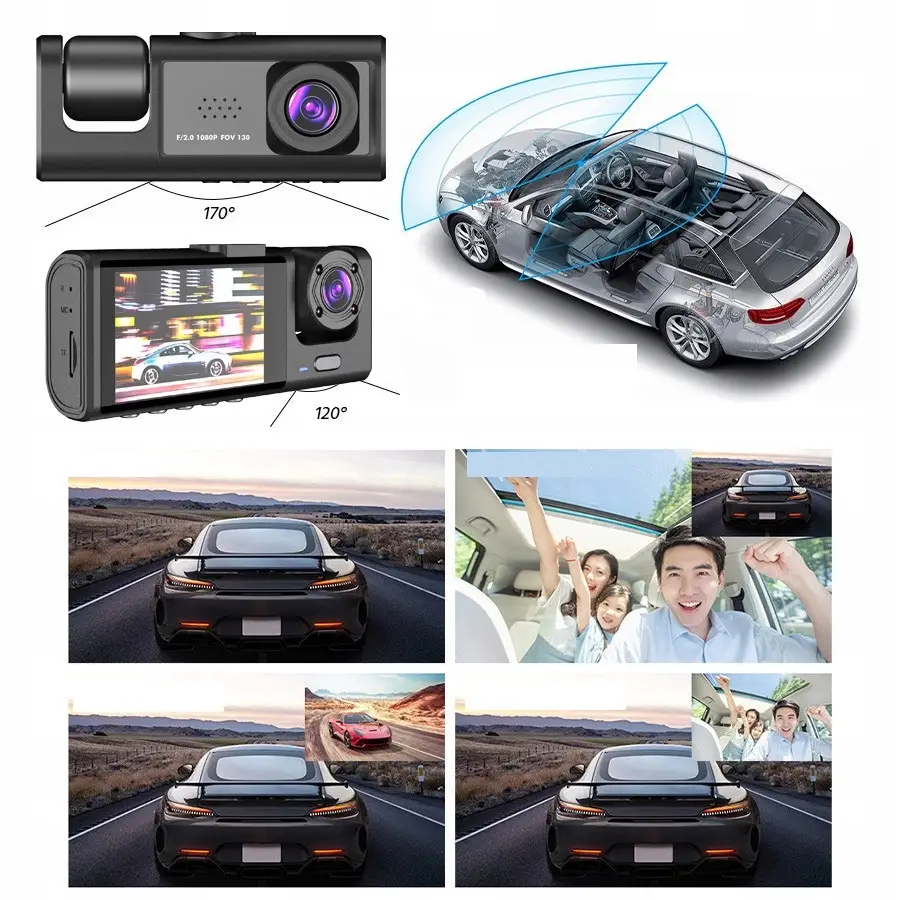 Видеорегистратор автомобильный с дисплеем 2" и тремя камерами Full HD 1080 - фото 3 Видеорегистратор автомобильный с дисплеем 2" и тремя камерами Full HD 1080 - фото 3