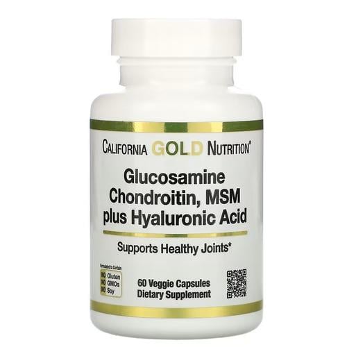 Глюкозамін і хондроїтін CGN Glucosamine Chondroitin MSM Plus Hyaluronic Acid 60 Veggie Caps (CGN-01470)