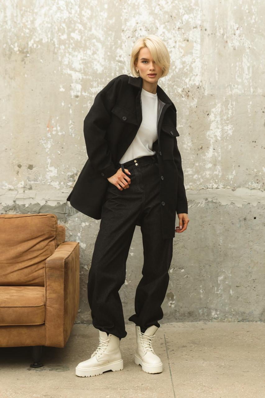 Пальто-рубашка женская из кашемира L-XL Черный (2738007443) - фото 6