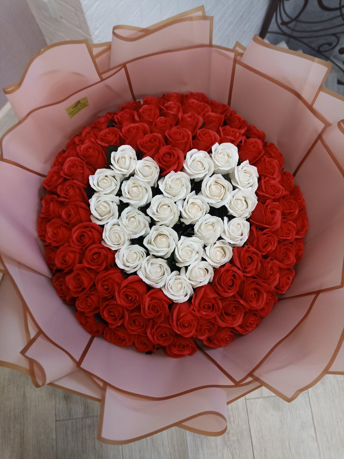 Букет 101 мыльная роза в кальке (14541881)