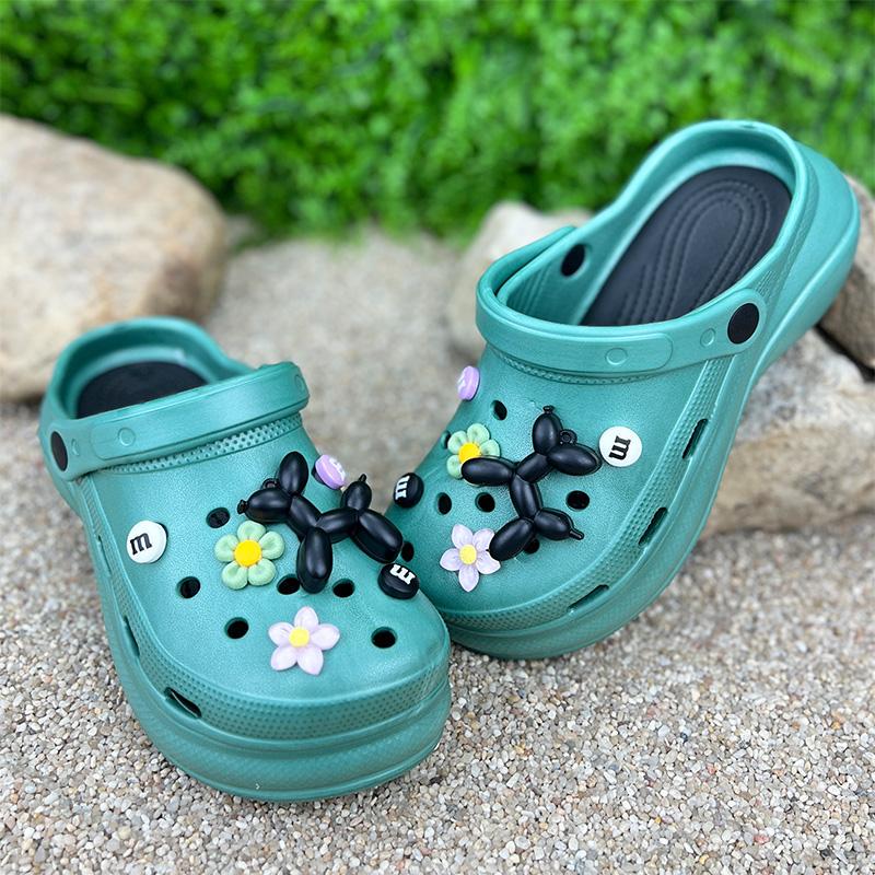 Крокси жіночі Е-0010119-3 з джибітсами на платформі p. 38 24-24,5 см Зелений (81789639)