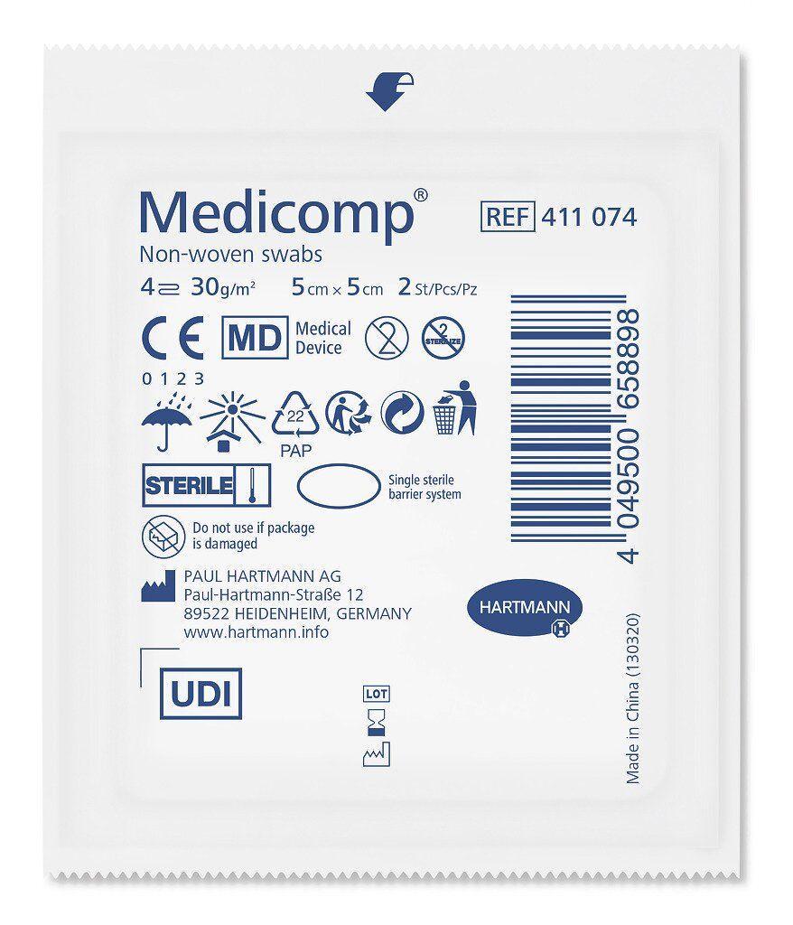 Стерильные салфетки из нетканого материала Medicomp 5х5 см 2х25 шт. - фото 2