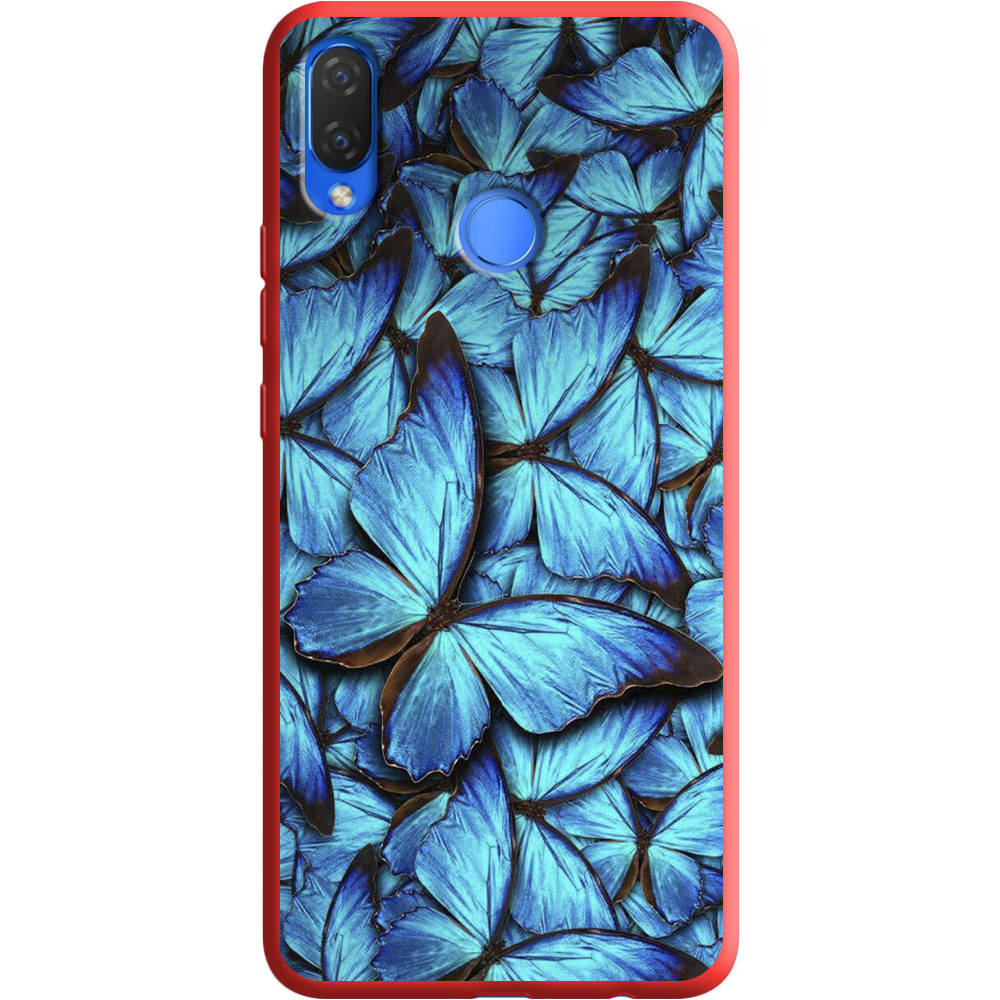 Чехол Boxface Huawei P Smart Plus лазурные бабочки Красный силикон (34912-up1550-36133)