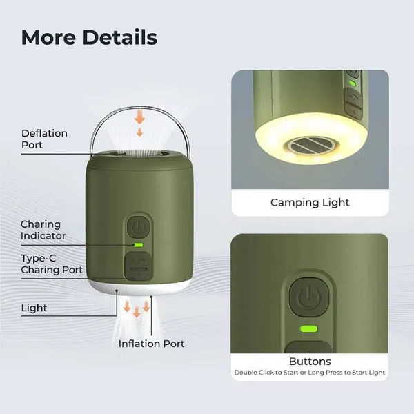 Насос для матраців/килимків Energolux Nano Pump 2.1 4в1 на магніті з ліхтарем 180 л/хв. 1600 мАг - фото 2 Насос для матраців/килимків Energolux Nano Pump 2.1 4в1 на магніті з ліхтарем 180 л/хв. 1600 мАг - фото 2