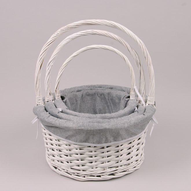 Комплект корзин с тканью Flora d 26/32/38 см 3 шт. Белый (39627)